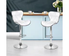 Bar Stools Set of 2 Gas Lift Swivel Kitchen Stool Chairs White