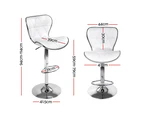 Bar Stools Set of 2 Gas Lift Swivel Kitchen Stool Chairs White