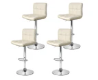 Bar Stools Set of 4 Gas Lift Kitchen Stool Swivel Chairs Beige