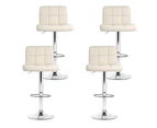 Bar Stools Set of 4 Gas Lift Kitchen Stool Swivel Chairs Beige