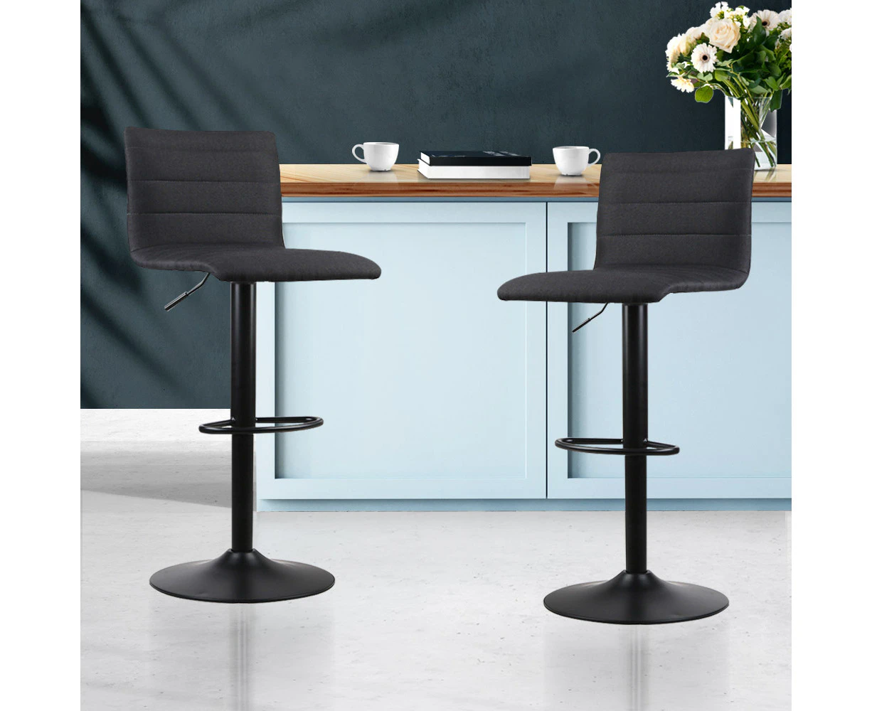 Bar Stools Set of 2 Adjustable Kitchen Counter Stool Chairs Black