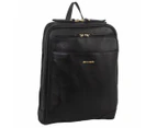 Pierre Cardin Rustic Womens Leather Backpack Bag Handbag Back Pack Travel - Black