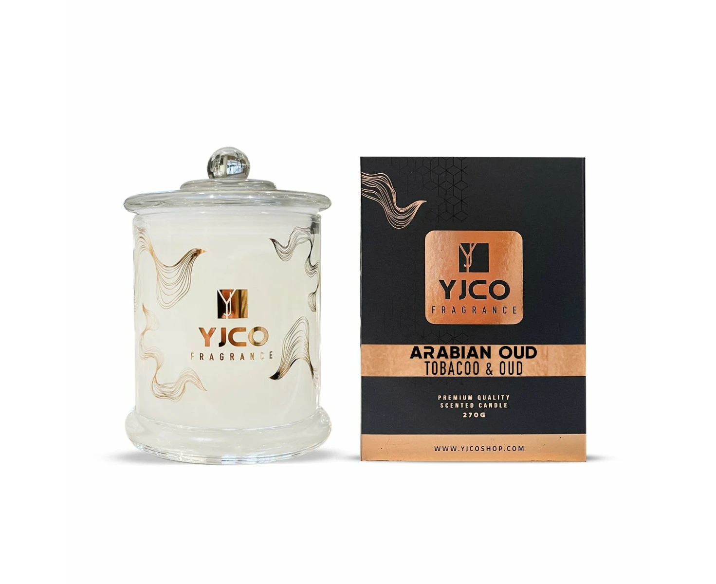 YJCO FRAGRANCE ARABIAN OUD PREMIUM SCENTED 2 WICK CANDLE 270G