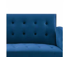 Foret 3 Seater Sofa Bed Lounge Recliner Couch Futon Chair Velvet Fabric Blue Wws