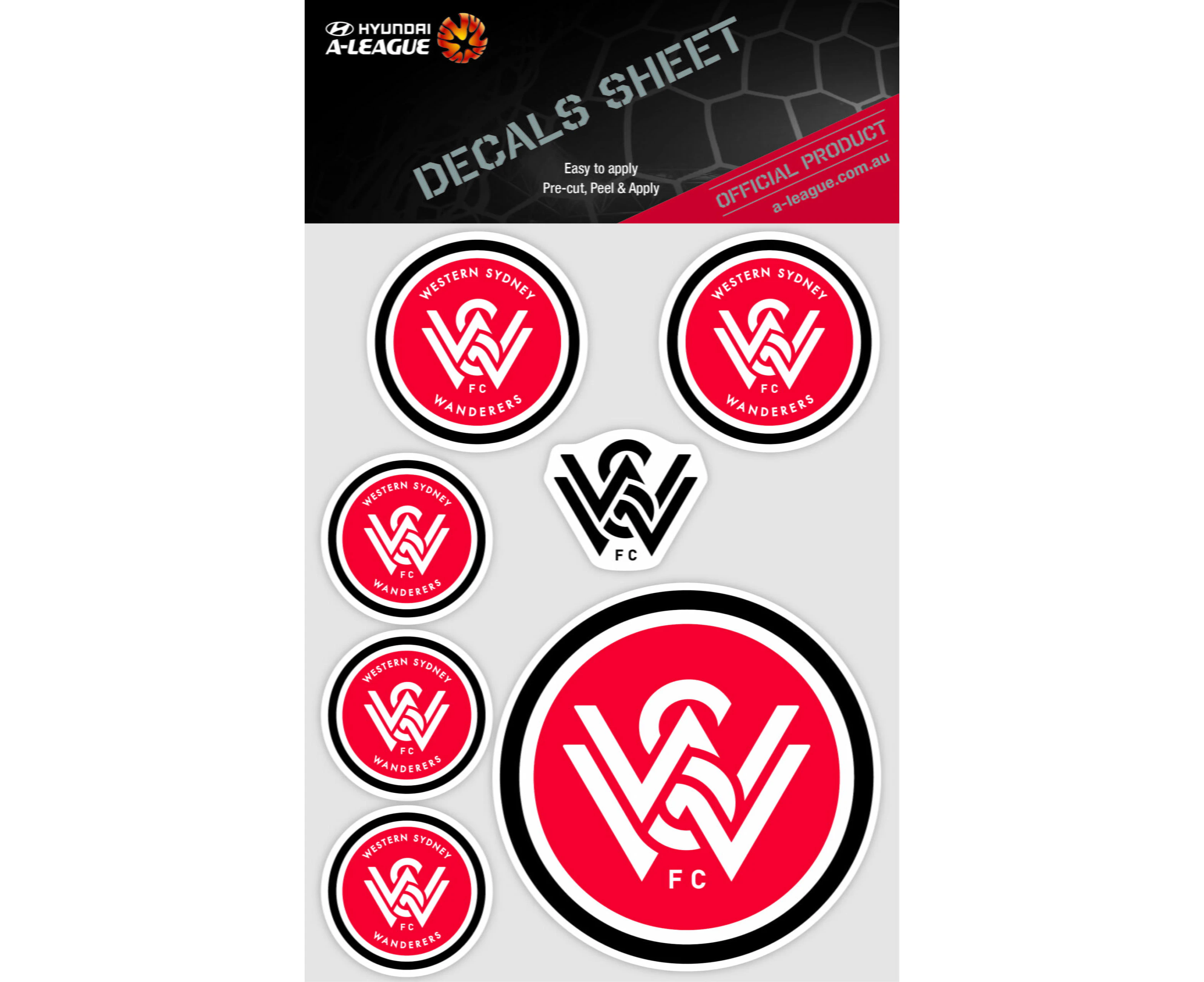 Western Sydney Wanderer A-League 4WD Car Bike 7 Decal Sticker Sheet