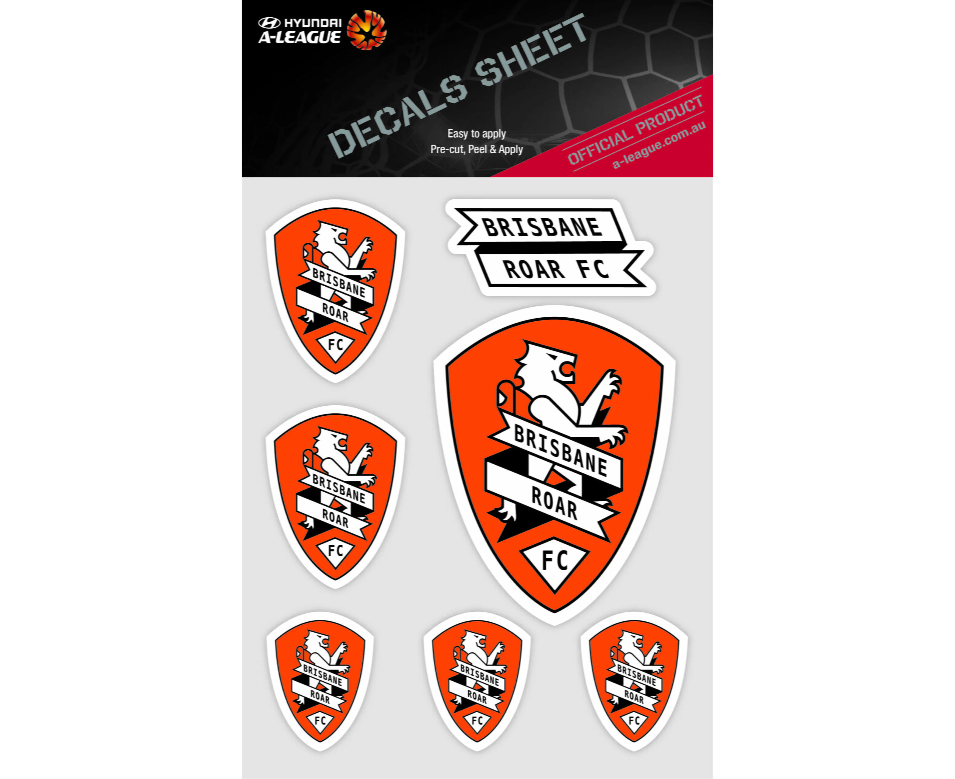 Brisbane Roar A-League 4WD Car Bike 7 Decal Sticker Sheet