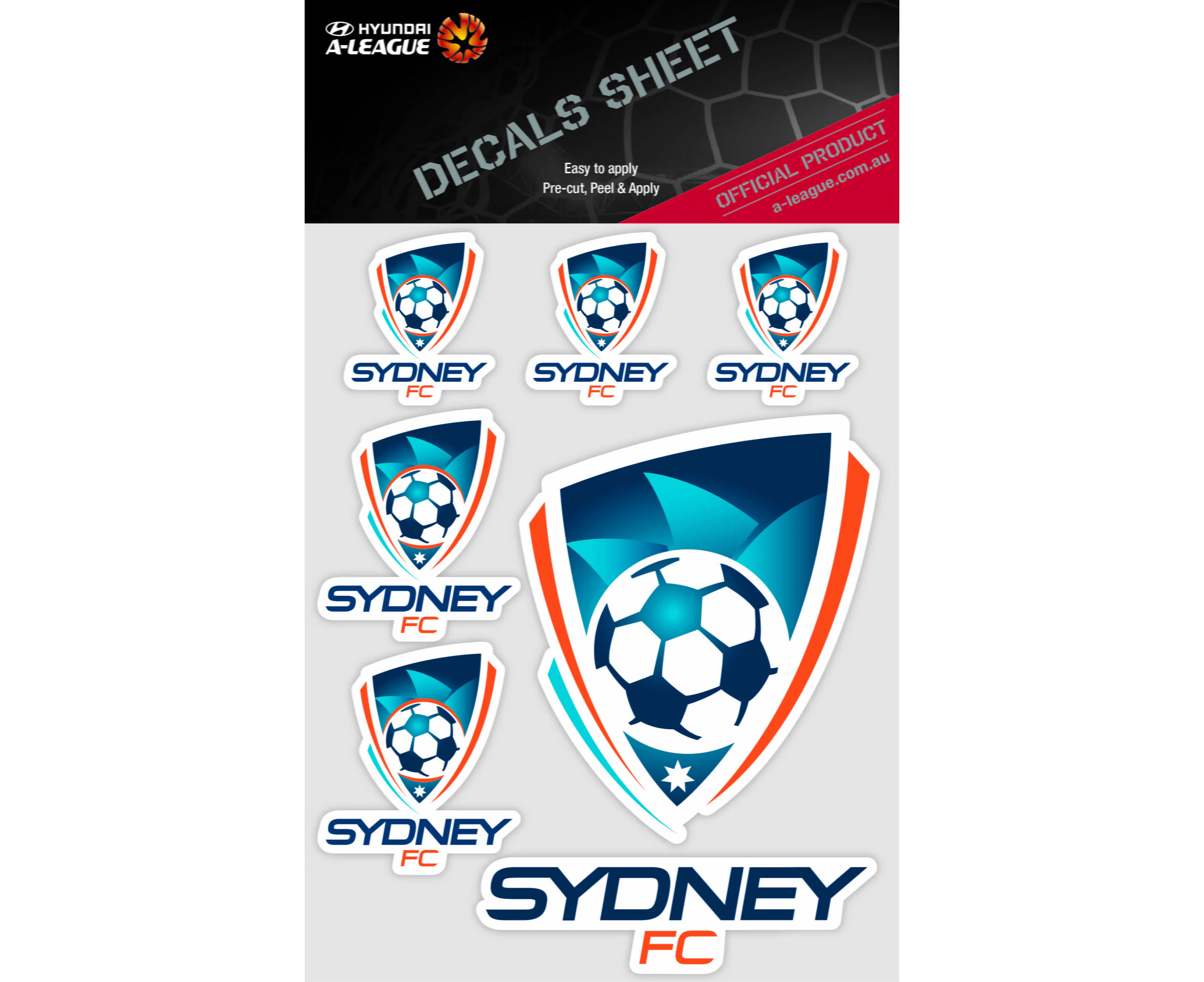 Sydney FC A-League 4WD Car Bike 7 Decal Sticker Sheet