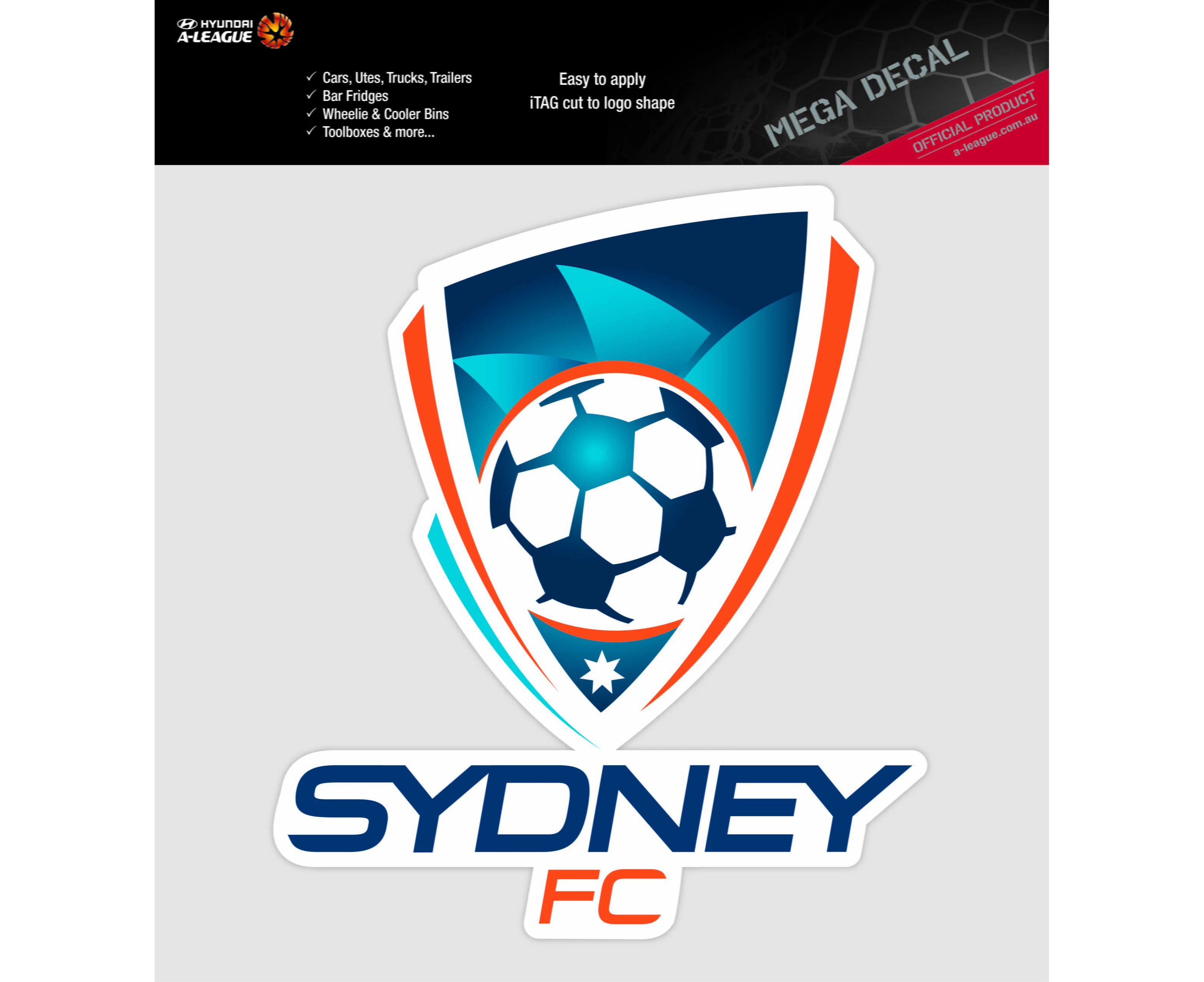 Sydney FC A-League 4WD Car Bike Mega Decal Sticker