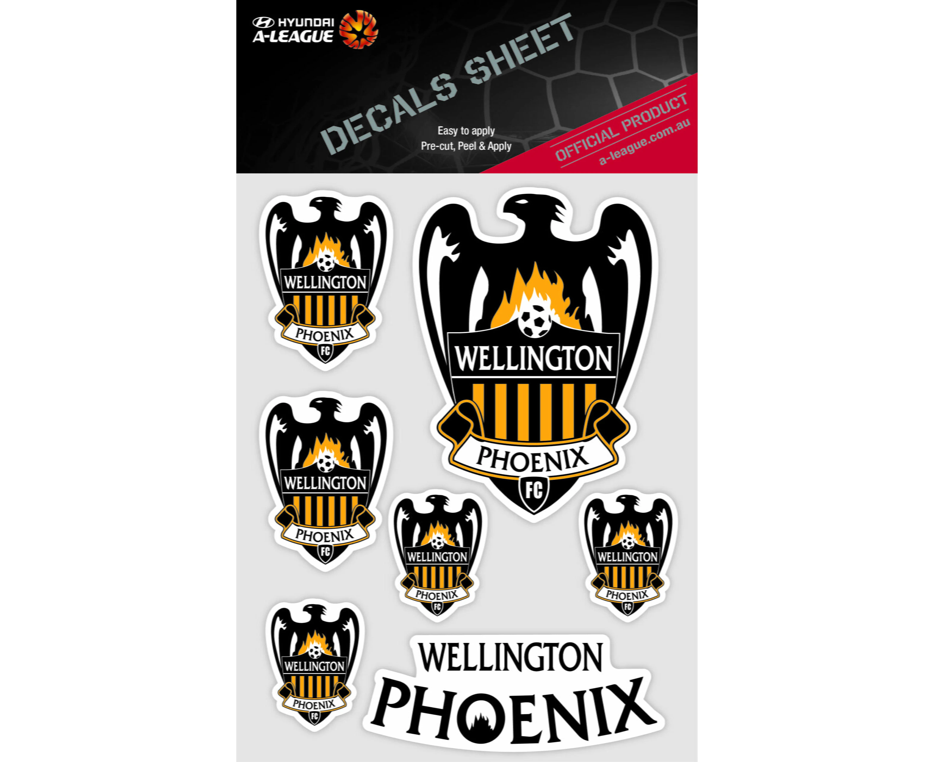 Wellington Phoenix A-League 4WD Car Bike 7 Decal Sticker Sheet