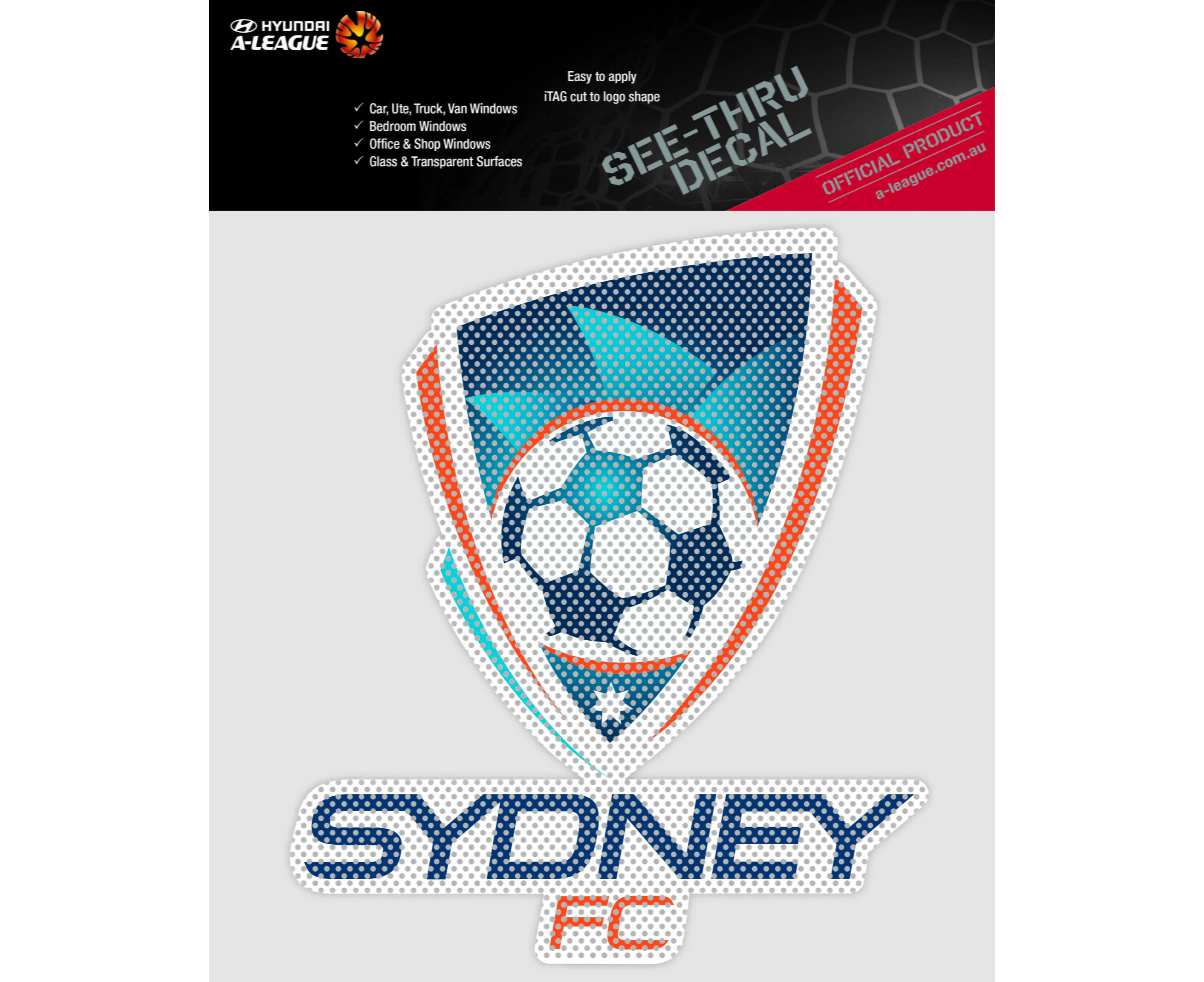 Sydney FC A-League 4WD Car Glass See-Thu Decal Sticker