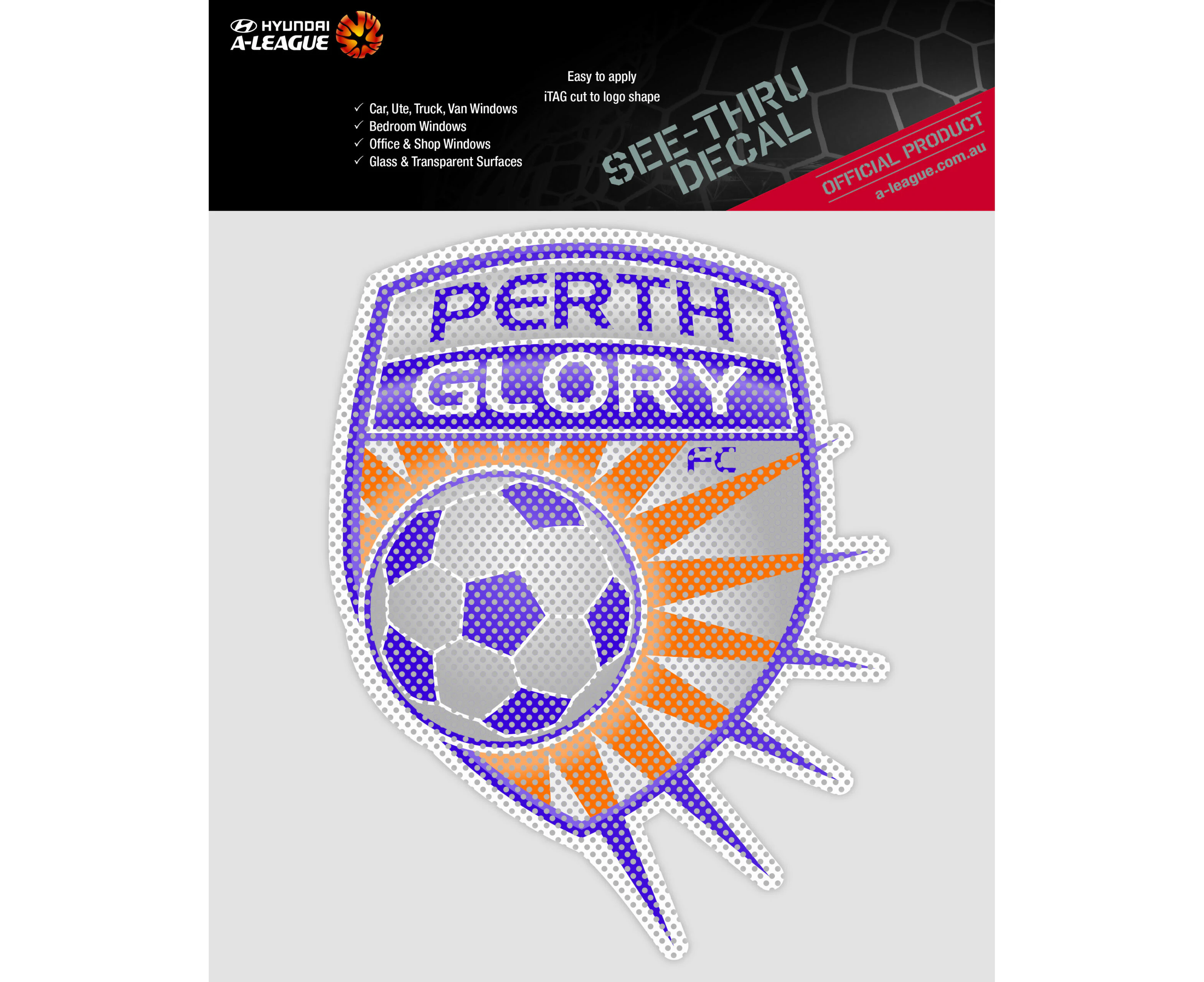 Perth Glory A-League 4WD Car Glass See-Thu Decal Sticker