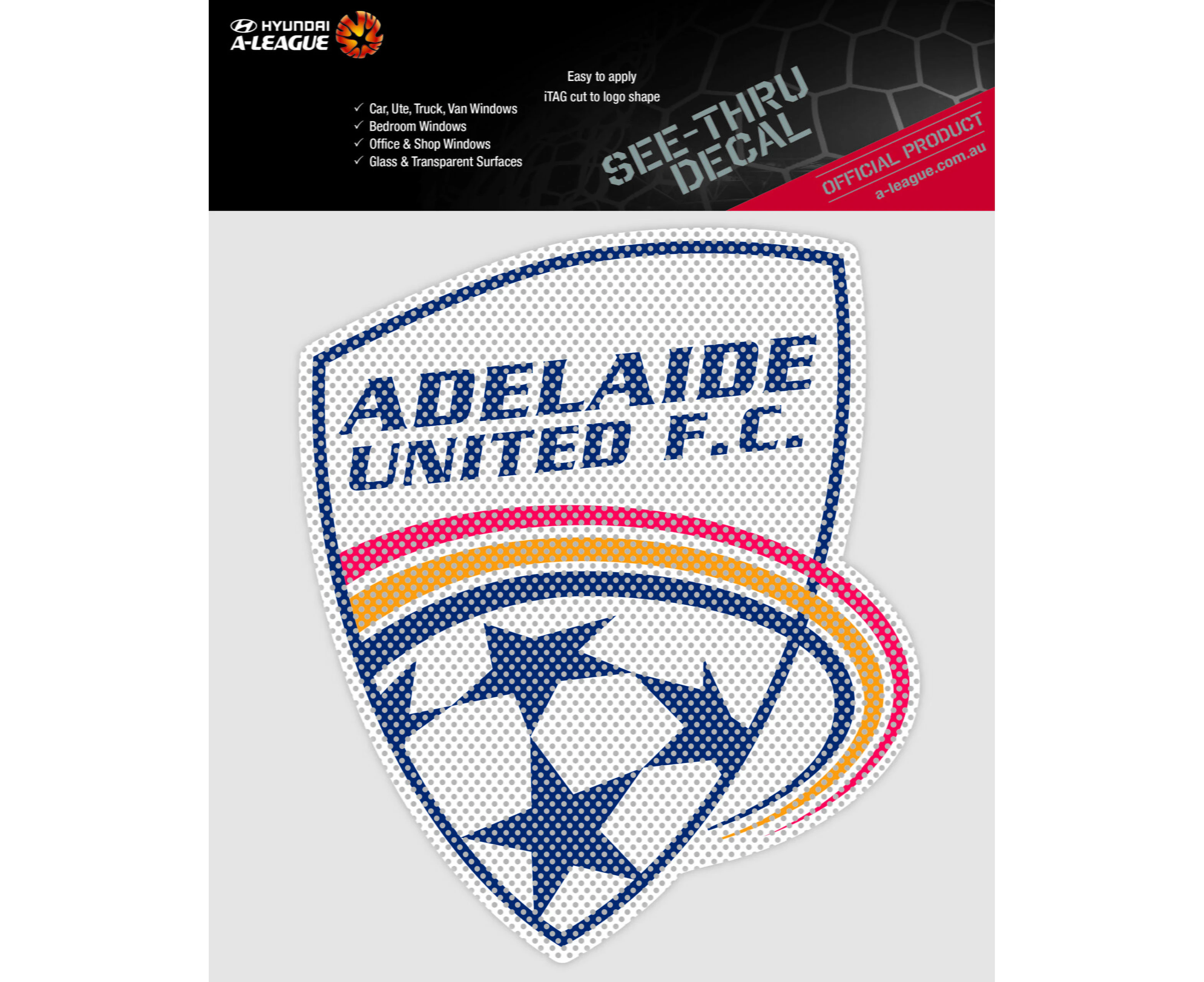 Adelaide United A-League 4WD Car Glass See-Thu Decal Sticker