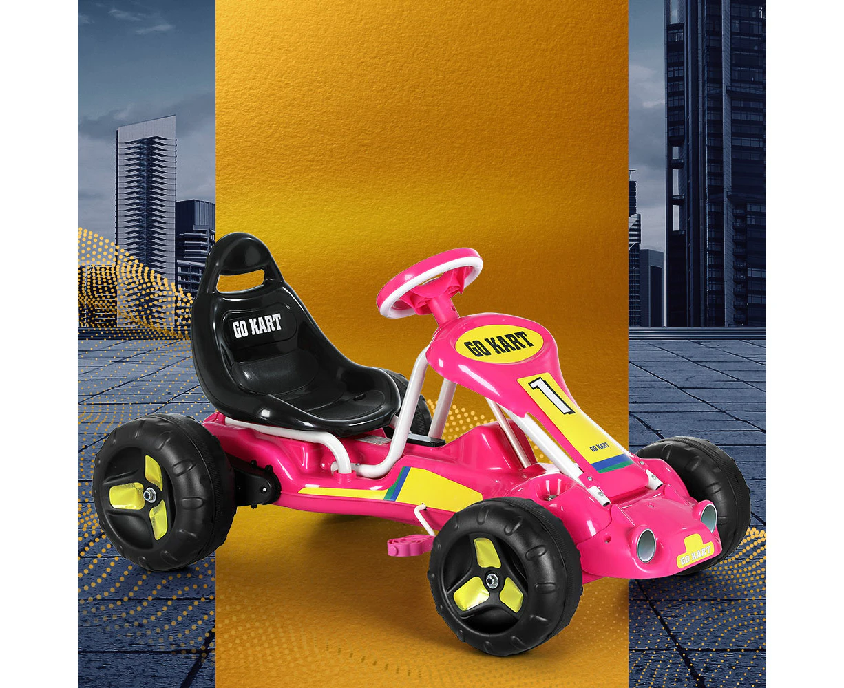 Rigo Kids Pedal Go Kart Ride On Toys Racing Car Plastic Tyre Pink