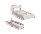 Artiss Bed Frame Single Size with Charging Ports and 2 Drawers AURA