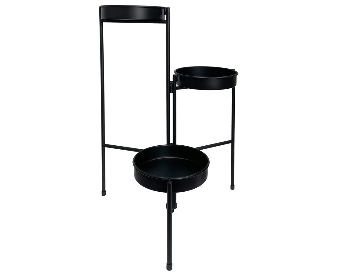 3-Tier Black Folding Pot Planter Display Stand