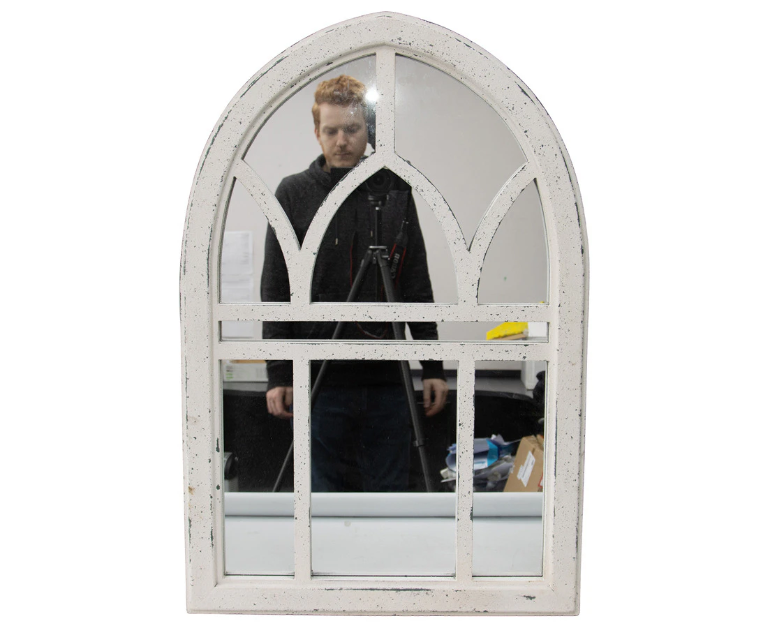 Large Gothic-Style MDF-Framed Arc Wall Mirror 81cm