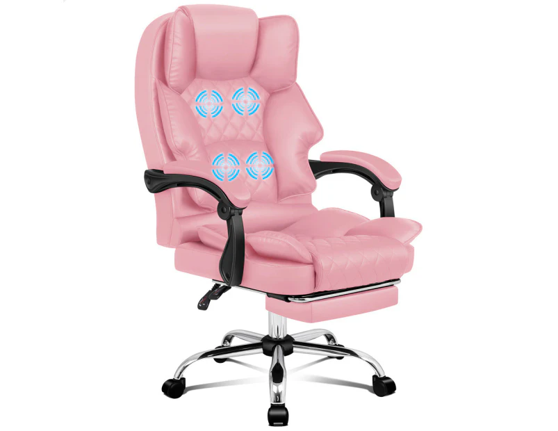 ALFORDSON Massage Office Chair Executive Recliner Gaming Computer Work Seat Pink