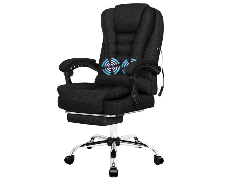 ALFORDSON Massage Office Chair Executive Seat Gaming Computer Racer Fabric Black