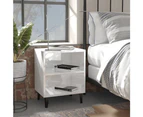 vidaXL Bed Cabinets with Metal Legs 2 pcs High Gloss White 40x30x50 cm