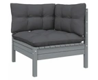 vidaXL 3 Piece Garden Lounge Set with Cushions Grey Solid Pinewood