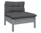 vidaXL 3 Piece Garden Lounge Set with Cushions Grey Solid Pinewood