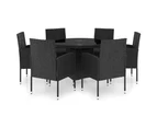 7 Piece Garden Dining Set Poly Rattan Black