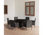 7 Piece Garden Dining Set Poly Rattan Black