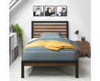 Zinus Bed Frame Single Size Bamboo and Metal Bed Base Hybrid Platform with Footboard KAI