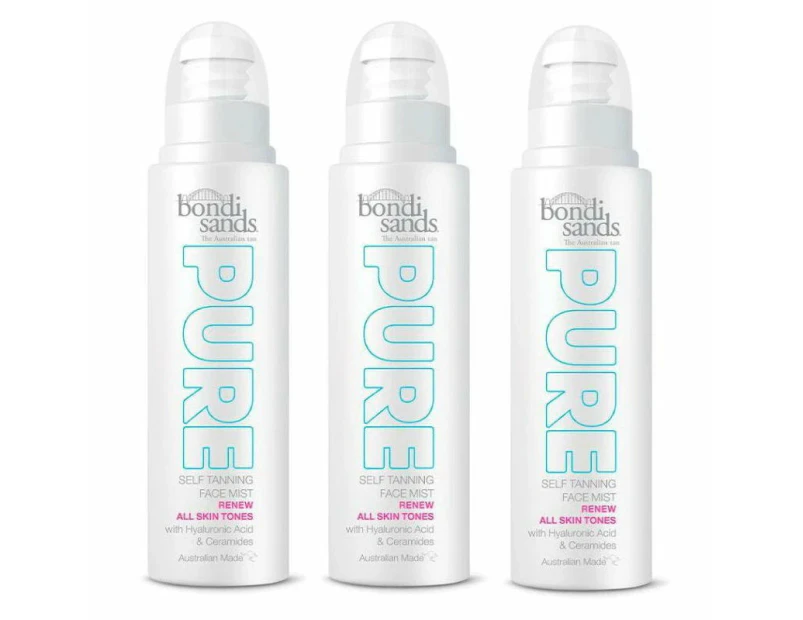 3x Bondi Sands Pure Self Tanning Face Mist Renew 70mL