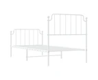 vidaXL Metal Bed Frame with Headboard and Footboard White 92x187 cm Single Size