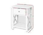 Artiss Bedside Table 1 Drawer with Shelf - EMMA White