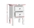 Artiss Bedside Table 2 Drawers - BISSET White