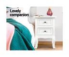 Artiss Bedside Table 2 Drawers - BISSET White