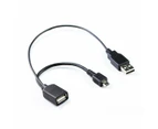 Micro USB Male to USB Female for OTG / USB Power Cable Y Splitter