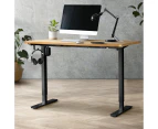 Oikiture 140cm Electric Standing Desk Single Motor Black Frame OAK Desktop