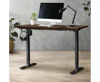 Oikiture 150cm Electric Standing Desk Single Motor Black Frame Walnut Desktop