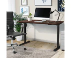 Oikiture 150cm Electric Standing Desk Single Motor Black Frame Walnut Desktop