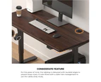 Oikiture 150cm Electric Standing Desk Single Motor Black Frame Walnut Desktop