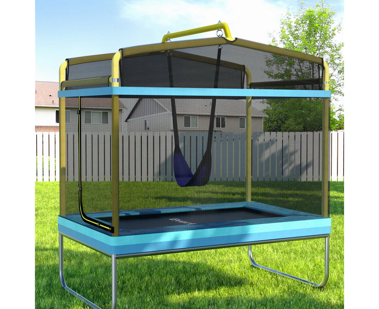 Everfit 6FT Trampoline for Kids w/ Enclosure Safety Net Swing Rectangle Yellow