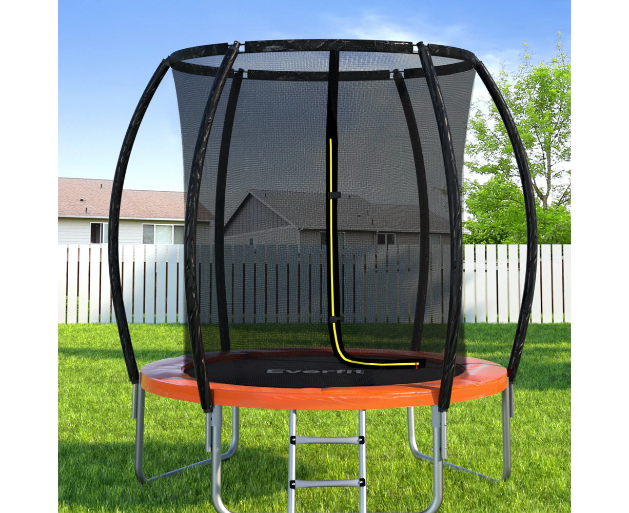 Everfit 6FT Trampoline for Kids w/ Ladder Enclosure Safety Net Rebounder Orange