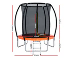 Everfit 6FT Trampoline for Kids w/ Ladder Enclosure Safety Net Rebounder Orange