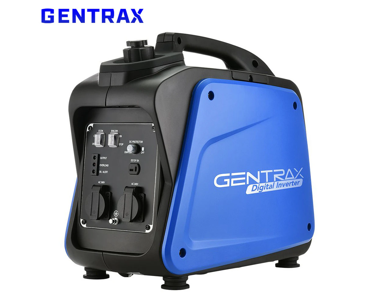 GENTRAX GT2000 Portable Inverter Generator 2KW Max 1.7KW Rated EURO 5 Pure Sine Camping RV 18.5KG Lightweight With Handle Power Petrol Gasoline Engine