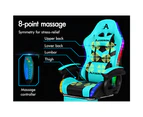 ALFORDSON Gaming Office Chair 12 RGB LED Massage Computer Footrest [Model: LED Marc - Cyan & Black]