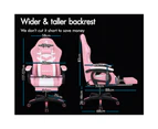 ALFORDSON Gaming Office Chair 12 RGB LED Massage Computer Footrest [Model: LED Marc - Pink]