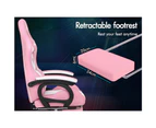 ALFORDSON Gaming Office Chair 12 RGB LED Massage Computer Footrest [Model: LED Marc - Pink]