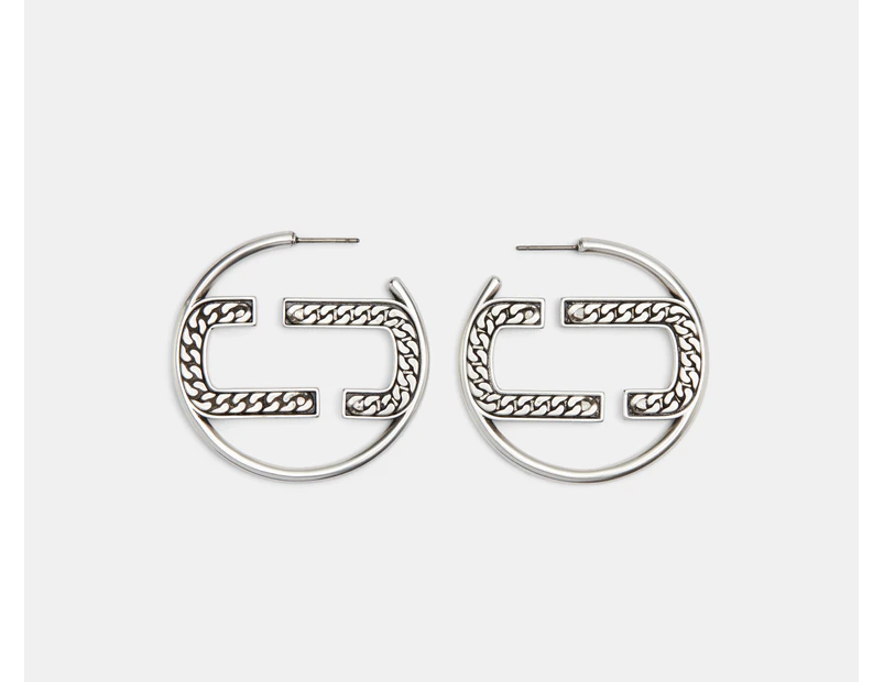 Marc Jacobs The St. Marc Hoop Earrings - Light Antique Silver