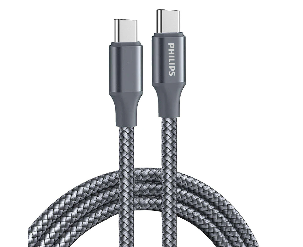 Philips 1.25m USB-C to Type-C Charge Sync Cable Charging Cord For Samsung S23 BK