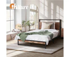 Oikiture Bed Frame King Single Size Metal Frame Wood