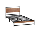 Oikiture Bed Frame King Single Size Metal Frame Wood