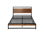 Oikiture Bed Frame King Single Size Metal Frame Wood